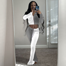 Load image into Gallery viewer, Contrast color long-sleeved jacket flared pants suit（AY1289
