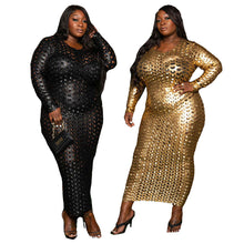 Load image into Gallery viewer, Shiny Round Neck Long Sleeve Dress AY1711
