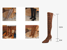 Load image into Gallery viewer, Leopard Print Stiletto Heel Pointed Over-The-Knee Boots（HPSD114）
