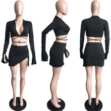 Load image into Gallery viewer, Sexy Tie Long Sleeve Skirt Two Piece Set（AY1786）
