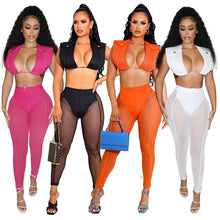 Load image into Gallery viewer, Mesh tank top two piece suit AY2117
