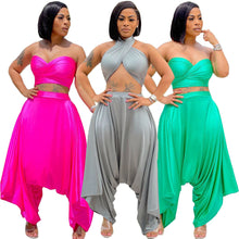 Load image into Gallery viewer, Irregular flared pants solid color suit
