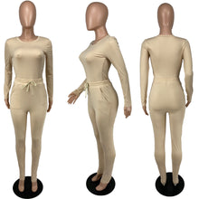 Load image into Gallery viewer, Casual Solid Color Slim Fit Long Sleeve Two Piece Set（AY1791）
