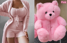 Load image into Gallery viewer, Plush Three Piece+teddy bear slipper set
