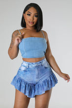 Load image into Gallery viewer, Sexy ruffled denim imitation printed shorts AY2724
