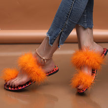 Load image into Gallery viewer, Hot selling colorful plush flat slippers
