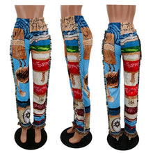 Load image into Gallery viewer, Fashionable color pattern fringed trousers AY2489

