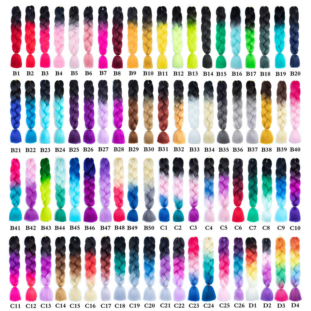 Hot sale gradient color synthetic big braid multi-color dirty braid（AH5053）