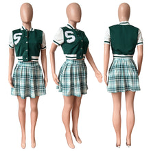 Load image into Gallery viewer, Fashion baseball check print skirt suit（AY1829）
