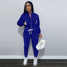 Load image into Gallery viewer, Solid color jacket plus fleece sweater suit（AY1518）
