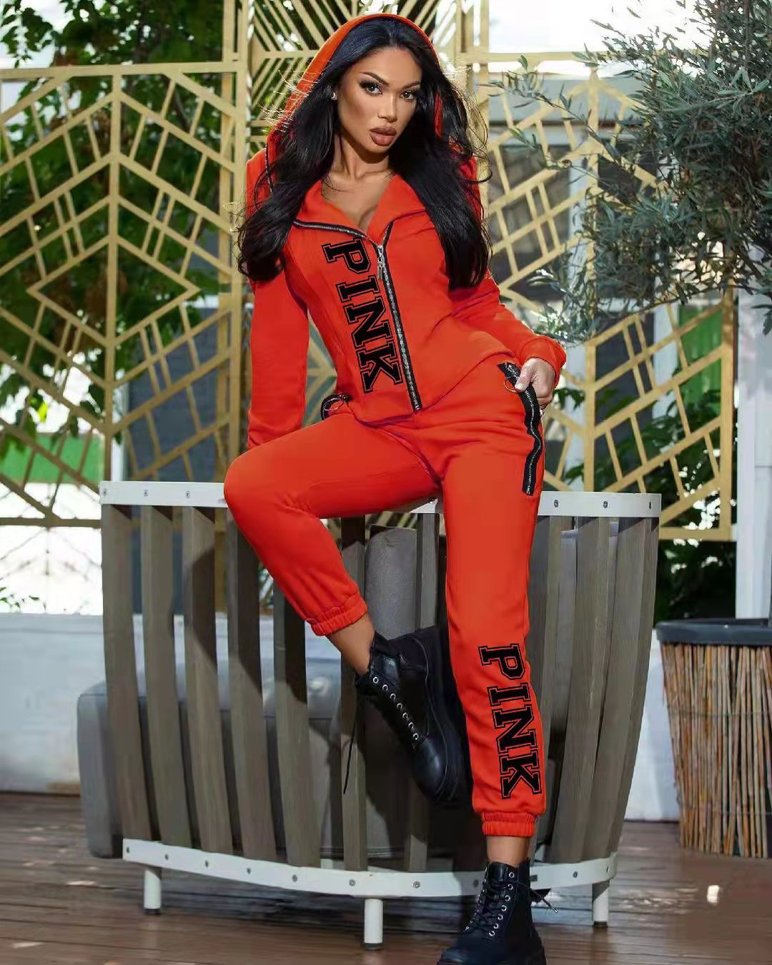 Letter printing leisure sports two-piece suit（AY1582）