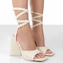 Load image into Gallery viewer, Fashion Embossed Lace Up High Heels（ HPSD231）
