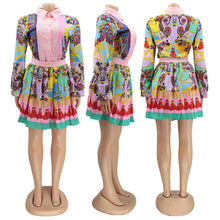 Load image into Gallery viewer, Fashion Printed Shirt Pleated Skirt Set（AY1748）
