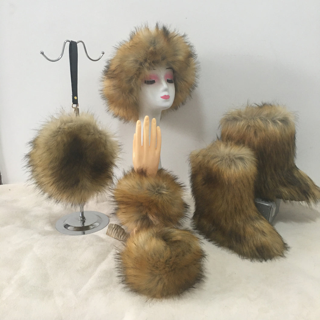 Colorful plush boots round pack four-piece suit（HPSD164）