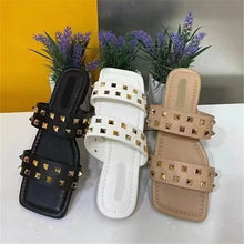 Load image into Gallery viewer, Rivet Square Toe Flat Slippers（HPSD202）
