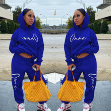 Load image into Gallery viewer, Plus velvet printing drawstring hooded two-piece suit（AY1540）
