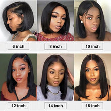 Load image into Gallery viewer, Human hair natural color BOBO head wig mid-point short straight hair（AH5030）
