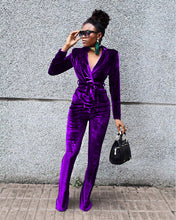 Load image into Gallery viewer, Solid color small suit flared pants suit（AY1390）
