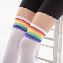 Load image into Gallery viewer, Rainbow striped over-the-knee long socks（AE4045）
