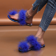 Load image into Gallery viewer, Hot selling colorful plush flat slippers
