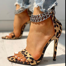 Load image into Gallery viewer, Metal chain sexy stiletto high heel sandals（HPSD098)
