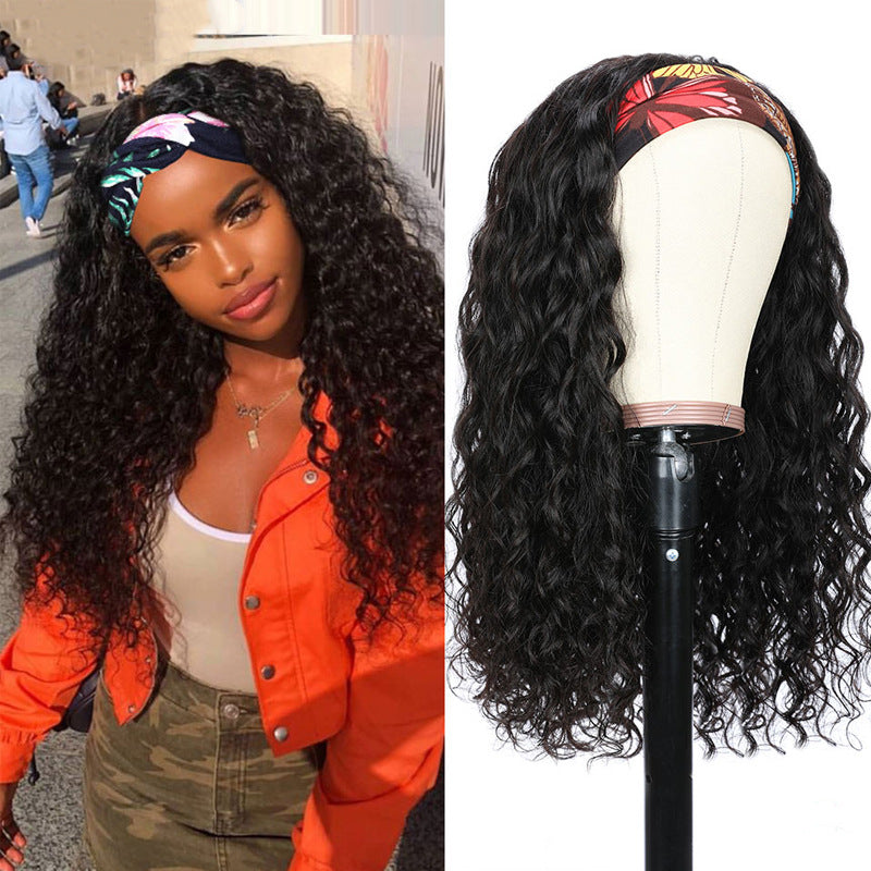 Human Hair Water Wave Headband Wigs(AH5048)