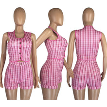 Load image into Gallery viewer, Fashion Plaid Shorts Vest Two Piece Set（AY1809）
