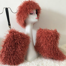Load image into Gallery viewer, Solid color snow boot bag hairband three-piece set（ HPSD240）
