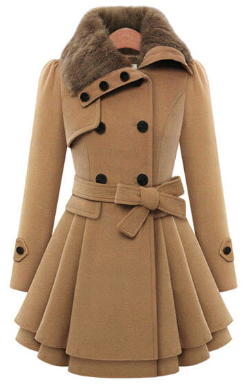 Hot selling fur collar woolen coat(A11308)