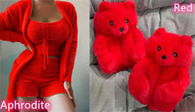 Load image into Gallery viewer, Plush Three Piece+teddy bear slipper set

