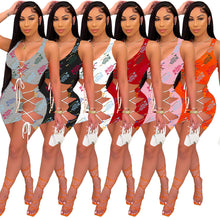 Load image into Gallery viewer, Letter printing sexy two-piece suit AR2117
