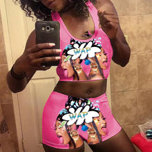 Load image into Gallery viewer, WAP printed vest shorts suit(A11269)

