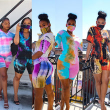 Load image into Gallery viewer, Tie-dye V-neck sports shorts suit AY1137
