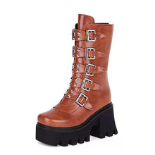 Load image into Gallery viewer, 2021 Cool new mid-tube boots thick-soled high-heeled
