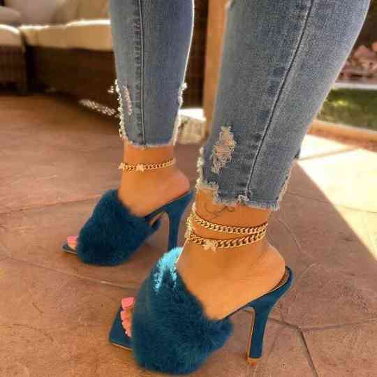 Hot selling sexy furry high heels