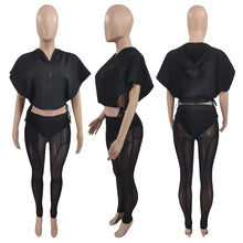 Load image into Gallery viewer, Zipper hooded mesh with underwear set AY1989
