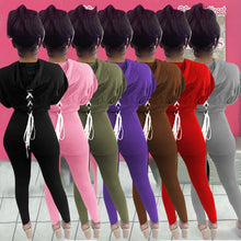 Load image into Gallery viewer, Lace-up solid color slim two-piece suit(AY1552)
