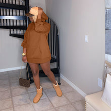 Load image into Gallery viewer, Hooded plus fleece sweater dress（AY1656）
