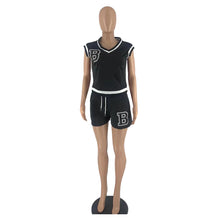 Load image into Gallery viewer, Sleeveless thread short sleeve shorts sports suit AY2100
