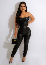 Load image into Gallery viewer, Sexy off-shoulder PU leather jumpsuit AY2637
