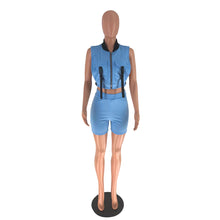 Load image into Gallery viewer, Fashion Sleeveless zipper jacket Shorts Set AY1920
