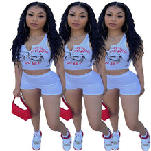Load image into Gallery viewer, Skull print V-neck tank top two piece set AY1965
