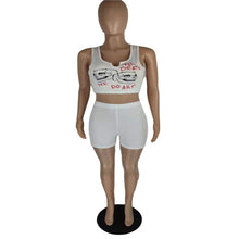 Load image into Gallery viewer, Skull print V-neck tank top two piece set AY1965
