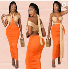 Load image into Gallery viewer, Skinny Strapless color matching sexy dress AY2019
