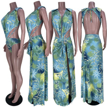 Load image into Gallery viewer, Sleeveless Cardigan Print Swimsuit AY2031
