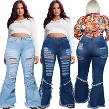 Load image into Gallery viewer, Fashion flared fringed PLUS jeans（AY1648）

