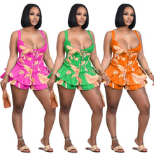 Load image into Gallery viewer, Camisole Top Ruffled Culottes Two Piece Set（AY1853）

