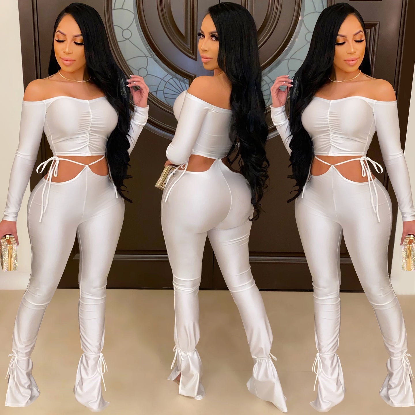 Sexy strappy one-shoulder top and pants AY1218