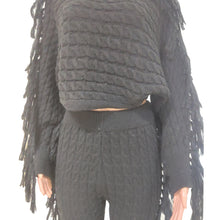 Load image into Gallery viewer, Solid color knitted long sleeve tassel suit（AY1480）
