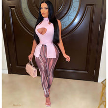 Load image into Gallery viewer, Sexy Cutout Top Print Trousers Two Piece Set（AY1797）
